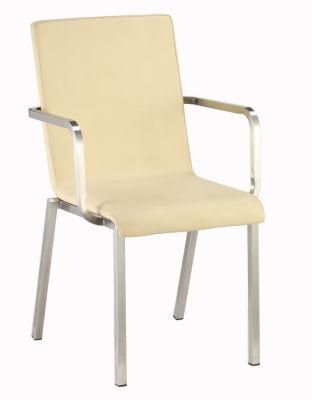 Commercial Modern Hotel Home Office Restaurant Furniture Dining Banquet Wedding Party Event Cafe Armrest Stainless Steel Stackable Chair