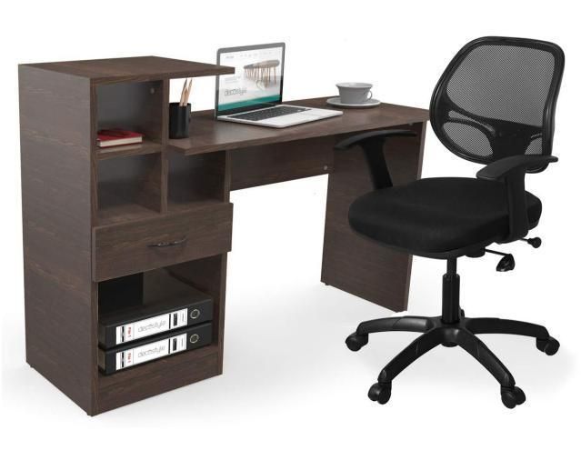 Bedroom Study Table Computer Desk with Shelves Modern Style Home Office Desk