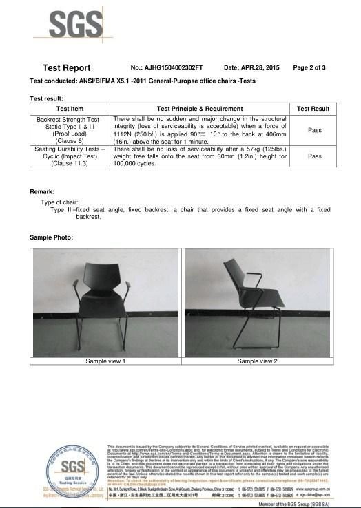 ANSI/BIFMA Standard Modern Stackable Armrest Plastic Office Chair