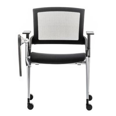 Modern Comfortable Meeting Room Office School Student Study Training Chair with Writing Pad and Wheels