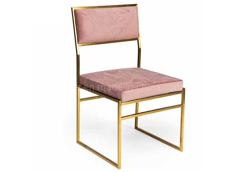 Home Gold Stainless Steel Pink Velvet Upholstered Dining Chair