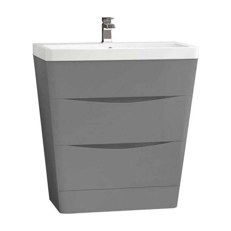 800mm Bathroom Vanity Unit Basin Storage Cabinet Modern Furniture Gloss Grey