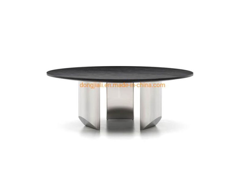 High Grade Round Marble Dining Table 2021 New Design Stainless Steel Gold White Black