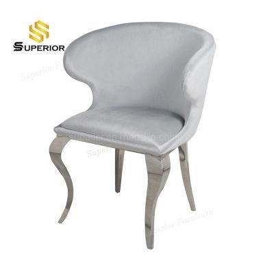 2022 Living Room White Velvet Fabric Metal Chairs for Dining