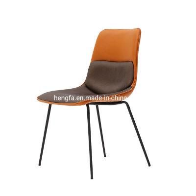 Factory Manufacture Cafe Restaurant Furniture Upholstered Leather Iron Dining Chairs