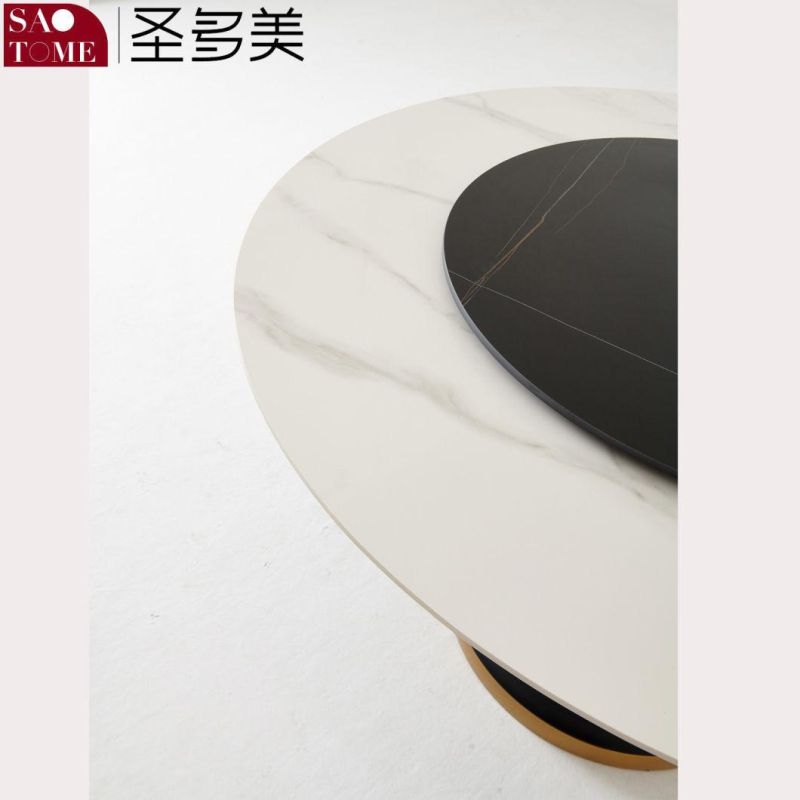 Customed Round Slate Countertop Dining Table White