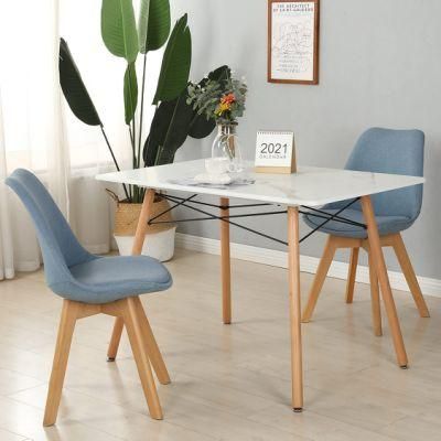 Modern Design Kitchen Dining Furniture Upholstered Fabric Backrest Plastic Modern Space Saving Dining Table and Chairs Set