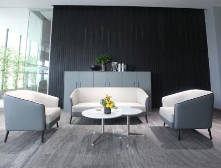 Italian Living Room Furniture Arcuate Modern Comfortable Leather Sofa for Office