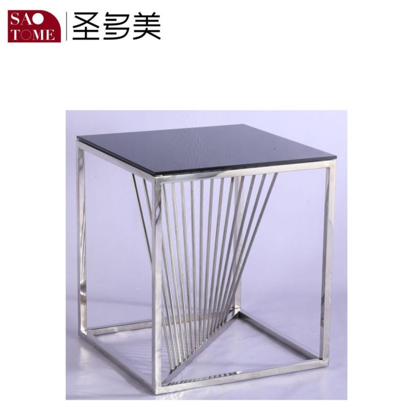 Modern Simple Living Room Furniture Glass Stainless Steel Round Coffee Table