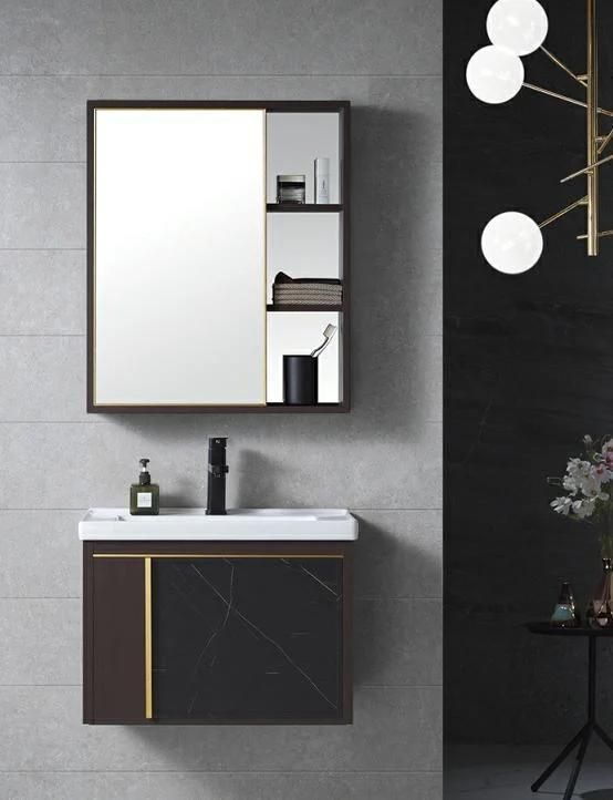 Black Hotel Wash Basin Wall Mounted Bathroom Vanity Cabinet Modern Toilet Furniture with Mirror