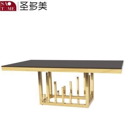 Modern Metal Frame Black Glass Rectangular Coffee Table