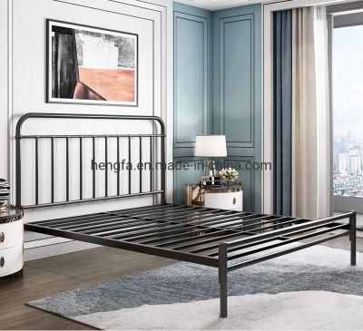 Modern Hotel Bedroom Furniture Black Matte Iron Durable Bed