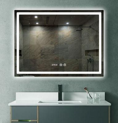 Modern Anti-Fog Clock Bluetooth Simple Smart Home Hotel Bathroom Mirrors with LED Light