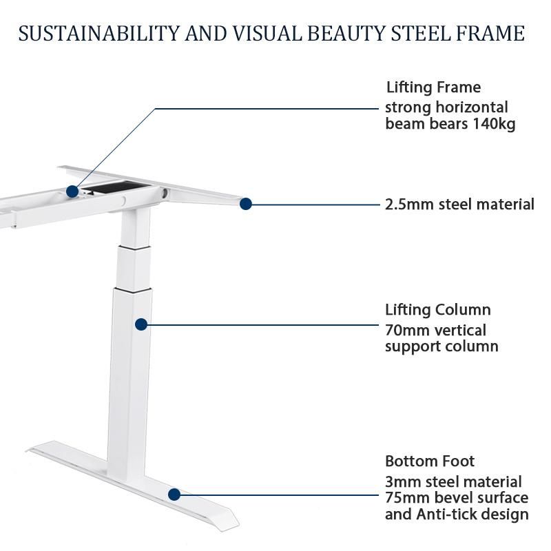 Silent 38-45 Decibel Ergonomic Standing Desk with Cheap Price with TUV Certificated