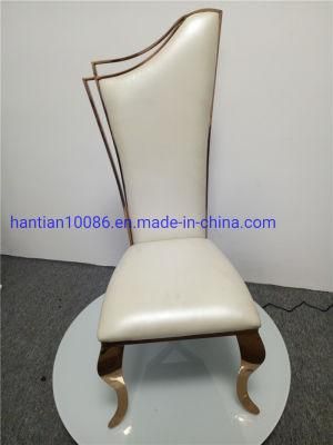 Wholesale Stainless Steel PU Leather Rose Gold Wedding Chair for Dining Room