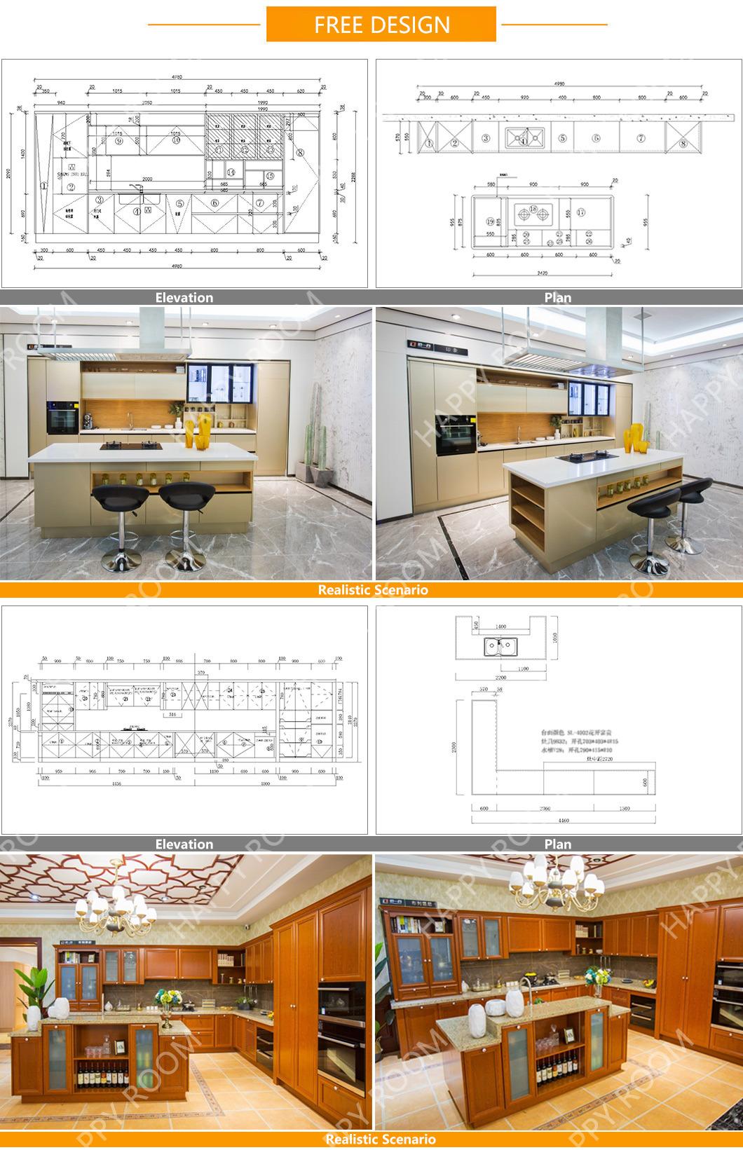 2021 Happyroom Modern Simple Aluminum /Aluminium Wood Grain Combined Kitchen Cabinet Interior Furniture