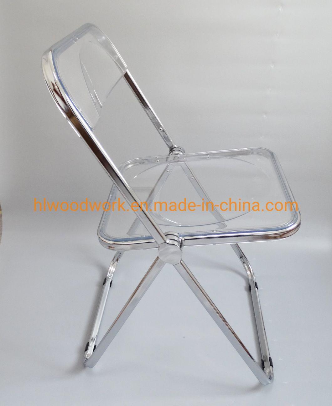 Modern Transparent Pink Folding Chair PC Plastic Study Room Chair Chrome Frame Office Bar Dining Leisure Banquet Wedding Meeting Chair Plastic Dining Chair