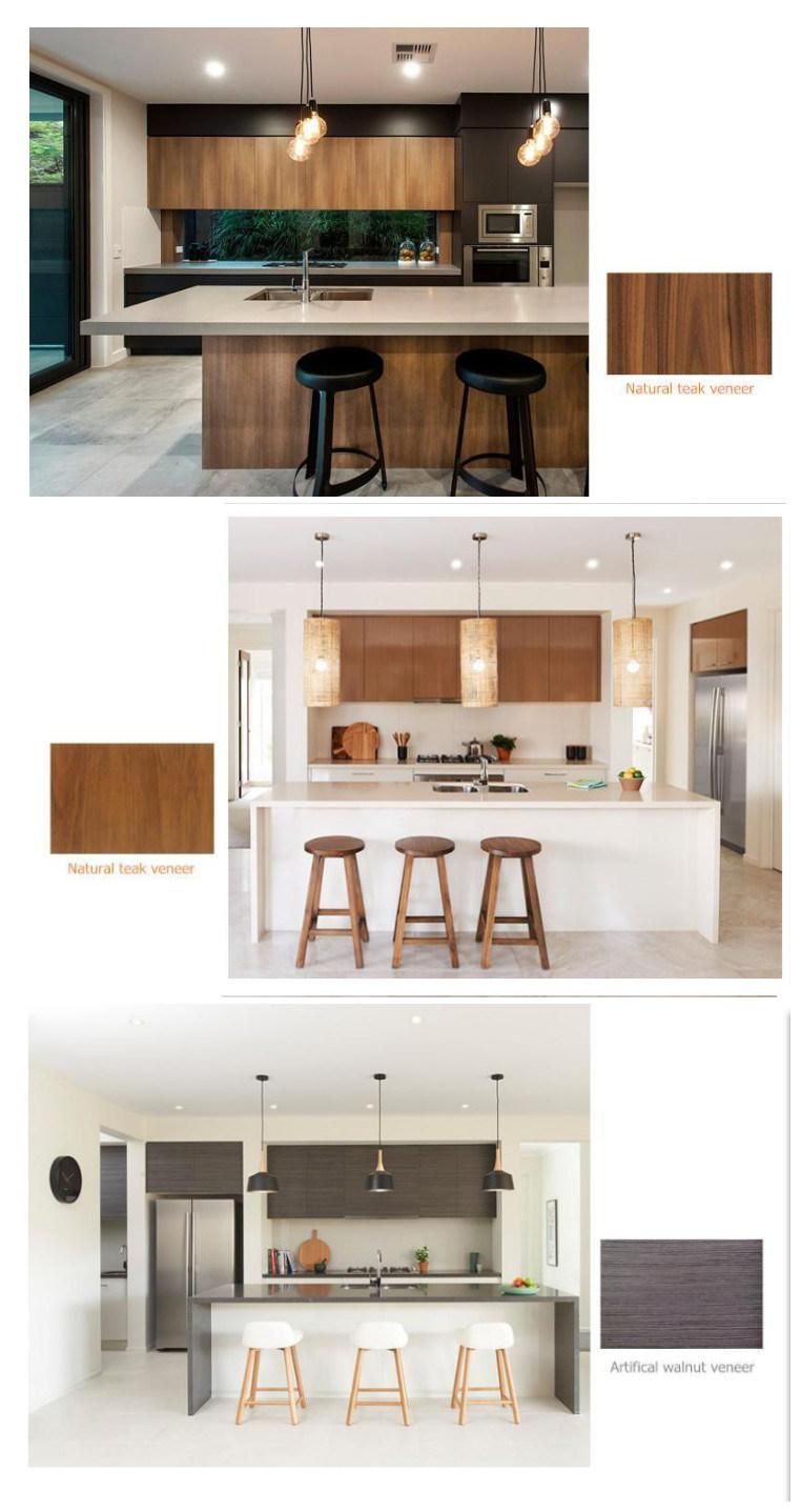 Large Storage Design Multifunctional L Shaped Wood Veneer Kitchen Cabinet