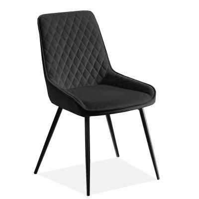 Home Restaurant Black Leg Blue Velvet Furniture Fabric Velvet Dining Chair for Kitchen Living Room