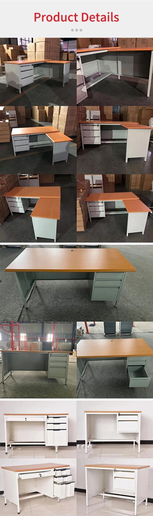 Cheap Modern Steel Office Desk Metal Computer Desk with Drawers