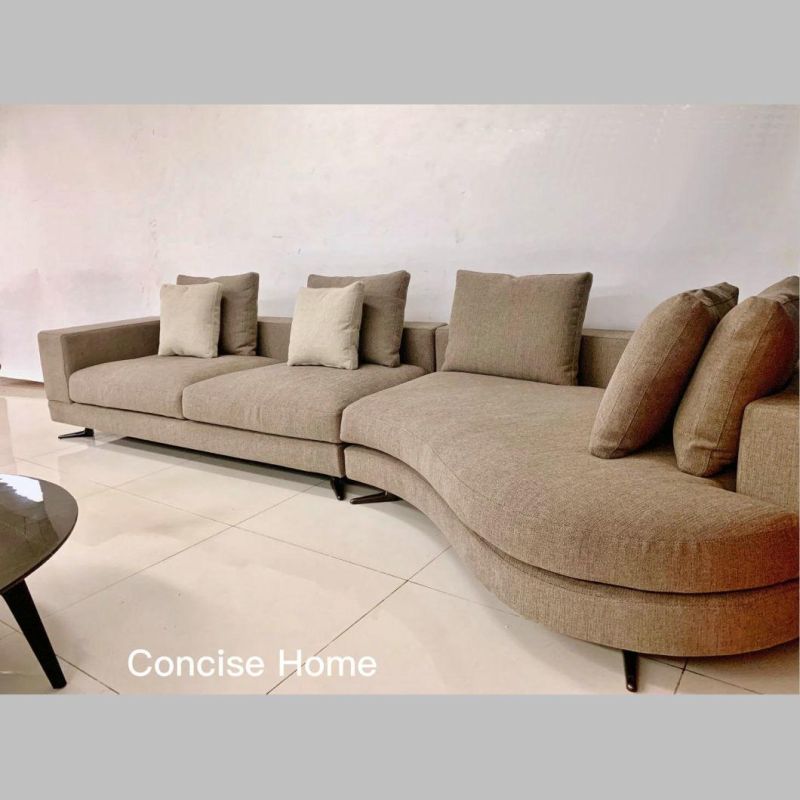 Modern Minimalist Chinese Fty Supply Fabric Sofa Set with Wooden Side Box Living Room Sofa