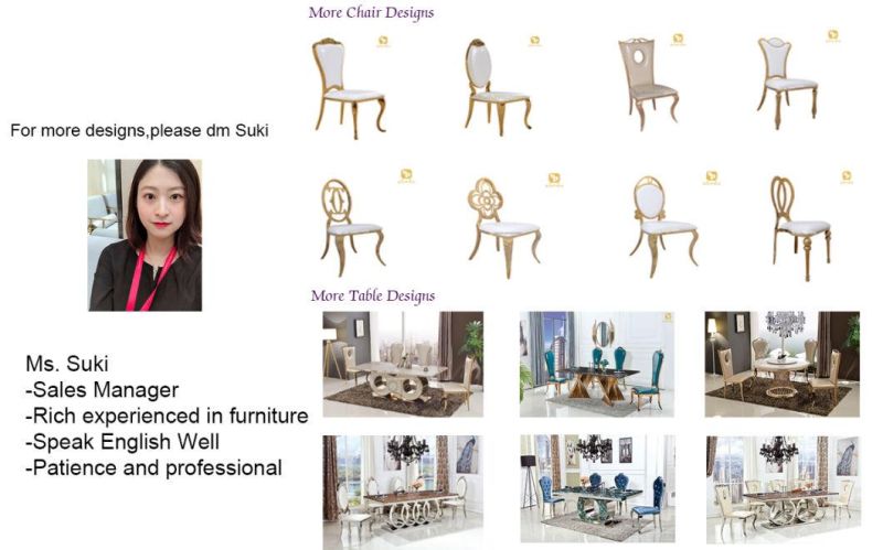 Modern Popular Event Party Stainless Steel Gold Wedding Chair for Hotel Rental