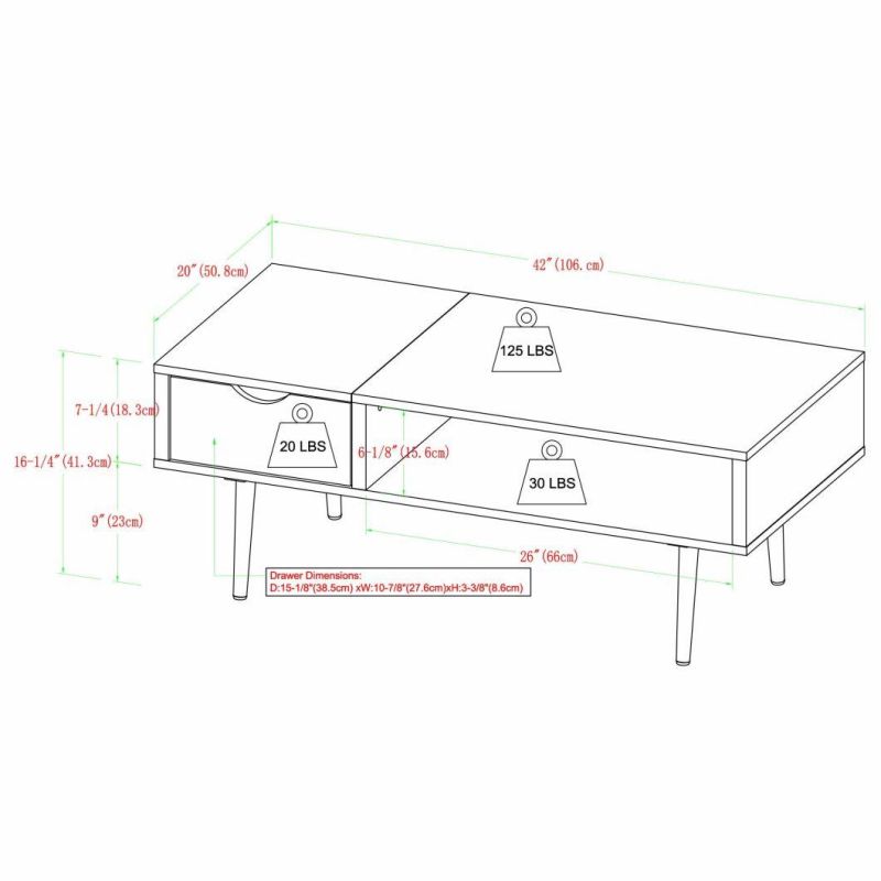 Drawer Coffee Table, Dark Walnut