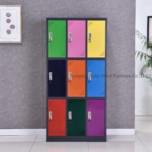 Modern Style Colorful 9 Door Metal Cabinet Storage Cube Locker