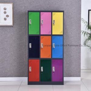 Modern Style Colorful 9 Door Metal Cabinet Storage Cube Locker