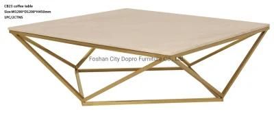 Dopro Geometric Style Stainless Steel Coffee Table CB23, with Art Marble Table Top