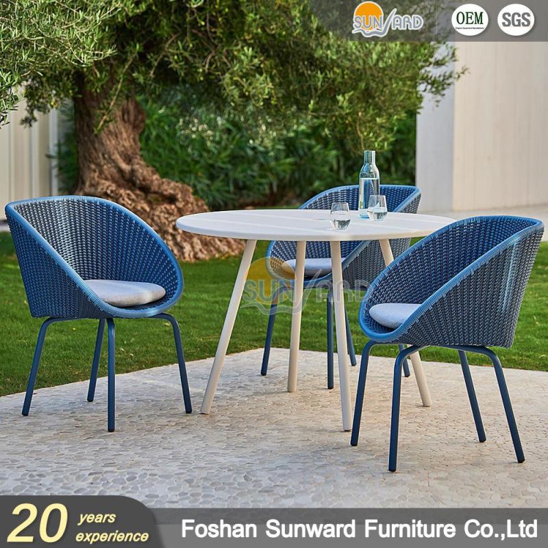 Customized Modern Hot Sale Home Resort Hotel Weaving Wicker Rattan Polyester Rope Indoor and Outdoor Restaurant Dining Chair and Table Furniture