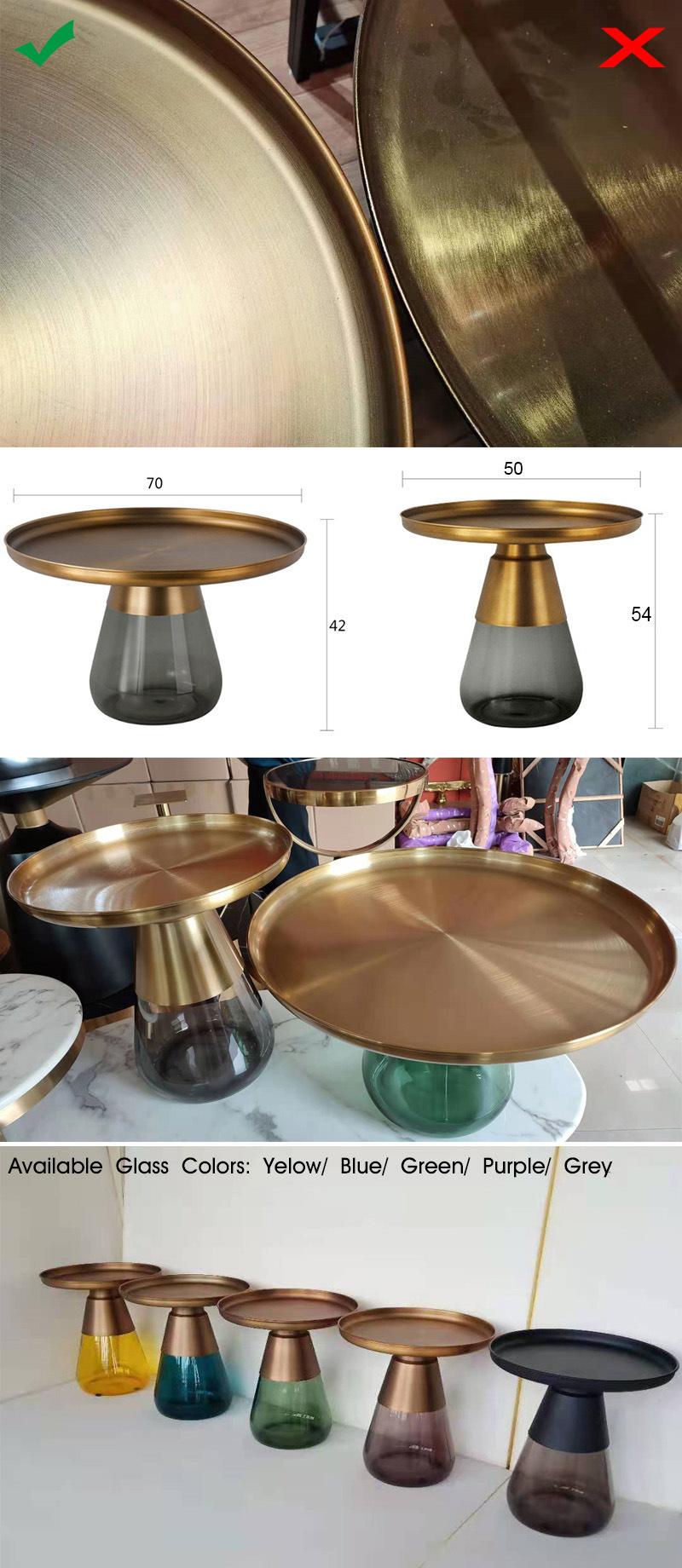 Modern Metal Home Furniture Contenporary Stainless Steel Round Glass Coffee Table for Living Room Sofa Set