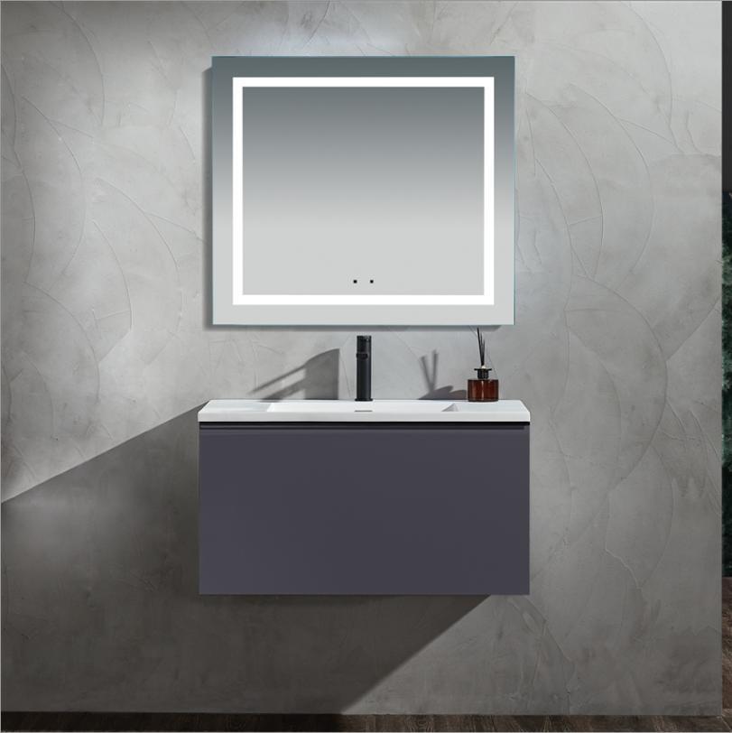 Simple Solid Wood Bathroom Furniture with Mirror