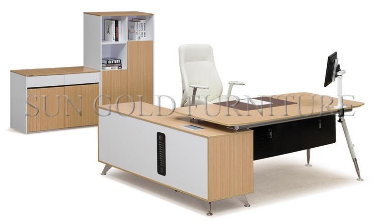 White and Grey Wooden Small Executive Manager Office Desk