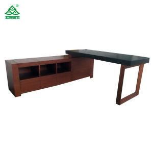 L Shaped Hotel Bedroom Computer Desk with Slide Drawers / Assembled Cherry Wood Desk