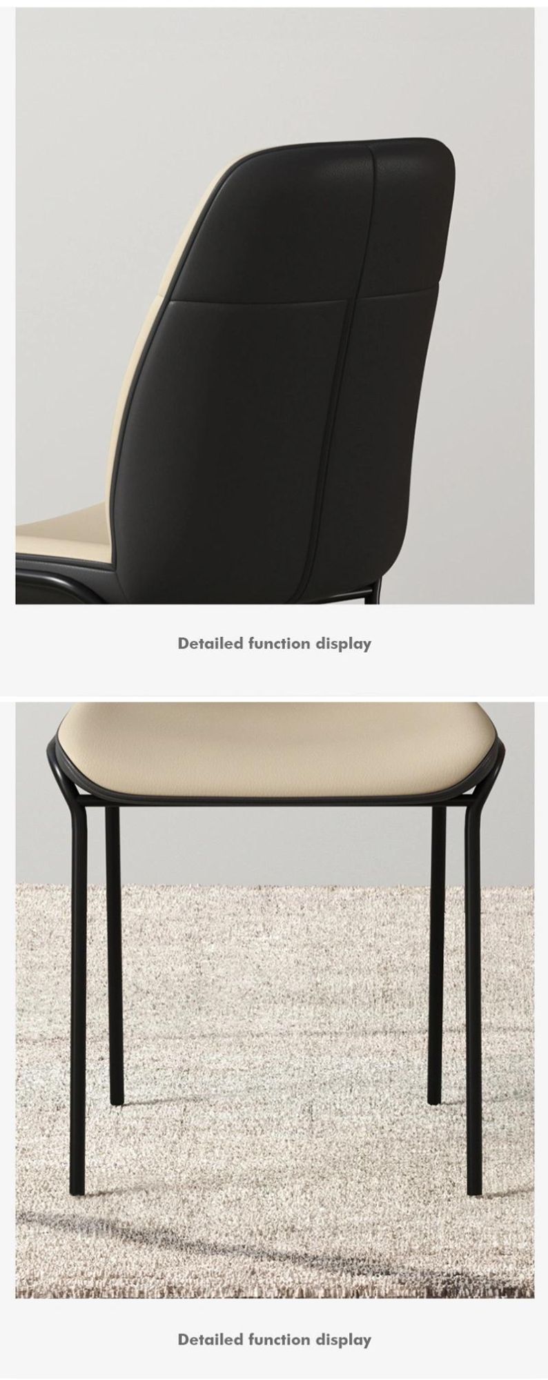 Living Room Kitchen Furniture Leather Dining Chair with Metal Legs