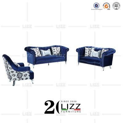 Royal Chesterfield Chair Luxury Living Room Furniture Velvet Fabric Sofa for Home Decor