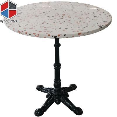 Wholesale Round Colorful Terrazzo Furniture Dining Table Black Wrought Iron 4 Paw Base