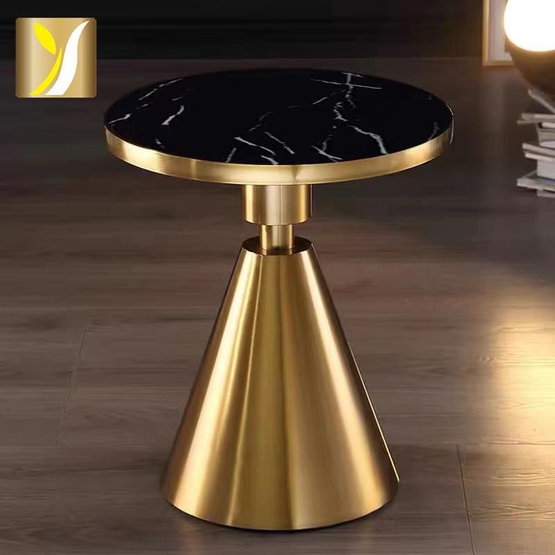 Modern Furniture Luxury Design Gold Stainless Steel Base Marble Top Tea Side Coffee Table