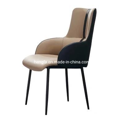 Modern Furniture Leisure Living Room Steel Base Leather Dining Chairs
