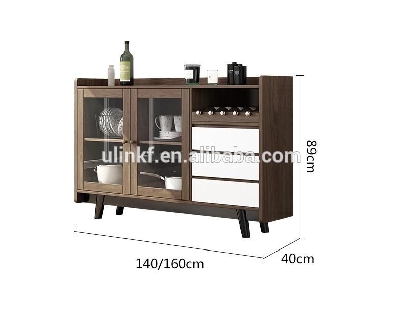 Customized Modern Furniture Living Room Display Stand Glass Door Wooden Kitchen Wine Cabinet