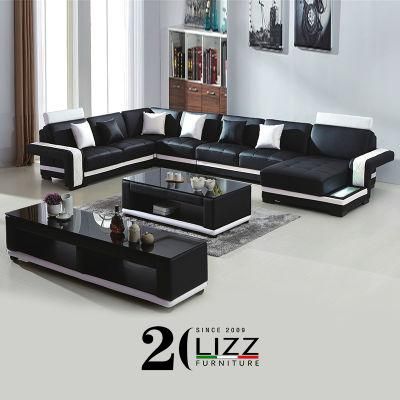Leisure Modern U Shape Genuine Leather Home Living Room Sectional Sofa