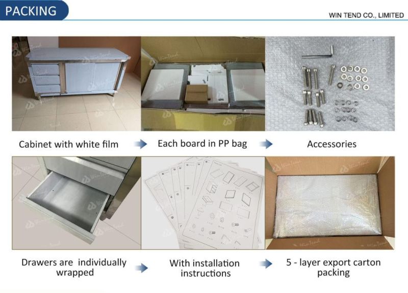 Manufactory Commercial Catering Hotel Kitchen Equipment Appliance Stainless Steel Cabinet Furniture with Drawer and Cupboard