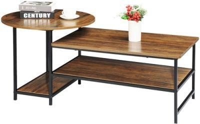 Table 2 in 1 Industrial Modern Style Coffee Table for Living Room Rustic Walnut