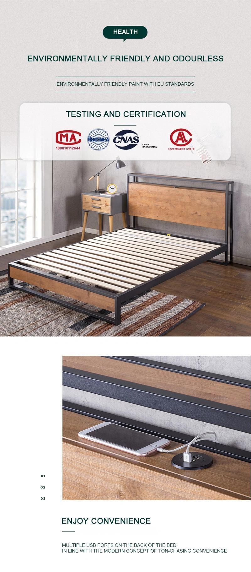 Modern Dormitory Student Kids Wood Bedroom Home Furniture Single Bed