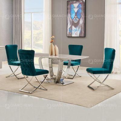 Modern Luxury Furniture Stainless Steel Artificial Marble Dining Table