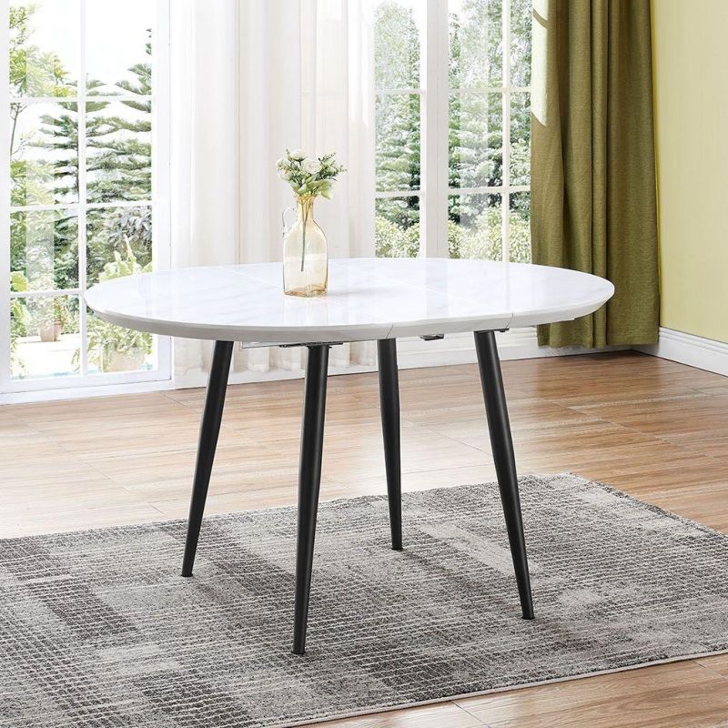 Dining Furniture Modern Restaurant MDF Extendable Dining Table with Metal Legs