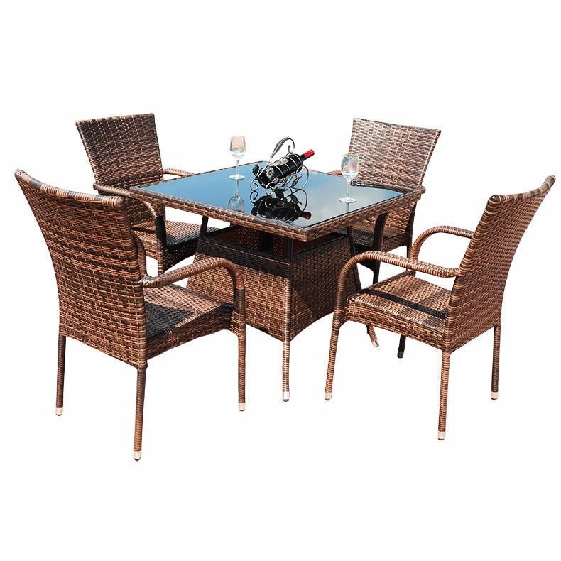 Rattan Outdoor Furniture Solid Wicker Garden Sets PE Rattan Table and Chairs