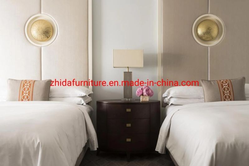 Chinese Luxury Modern Business Room Suite Hotel Apartment Living Room Bedroom Set Wooden Furniture Fabric King Size Bed with Headboard Wall