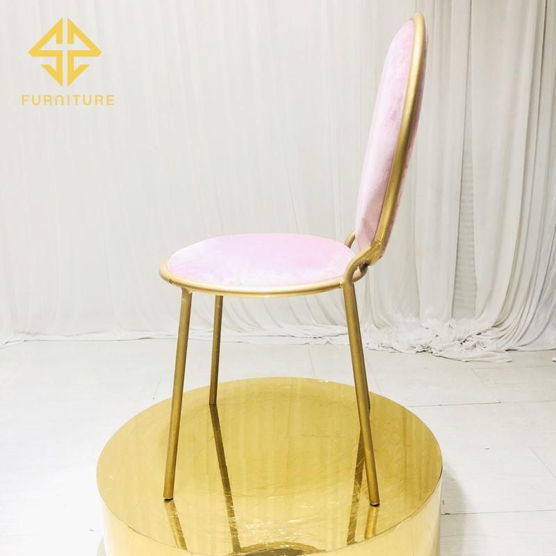 Elegant Event Furniture Velvet Fabric Seat Pink Dining Chair